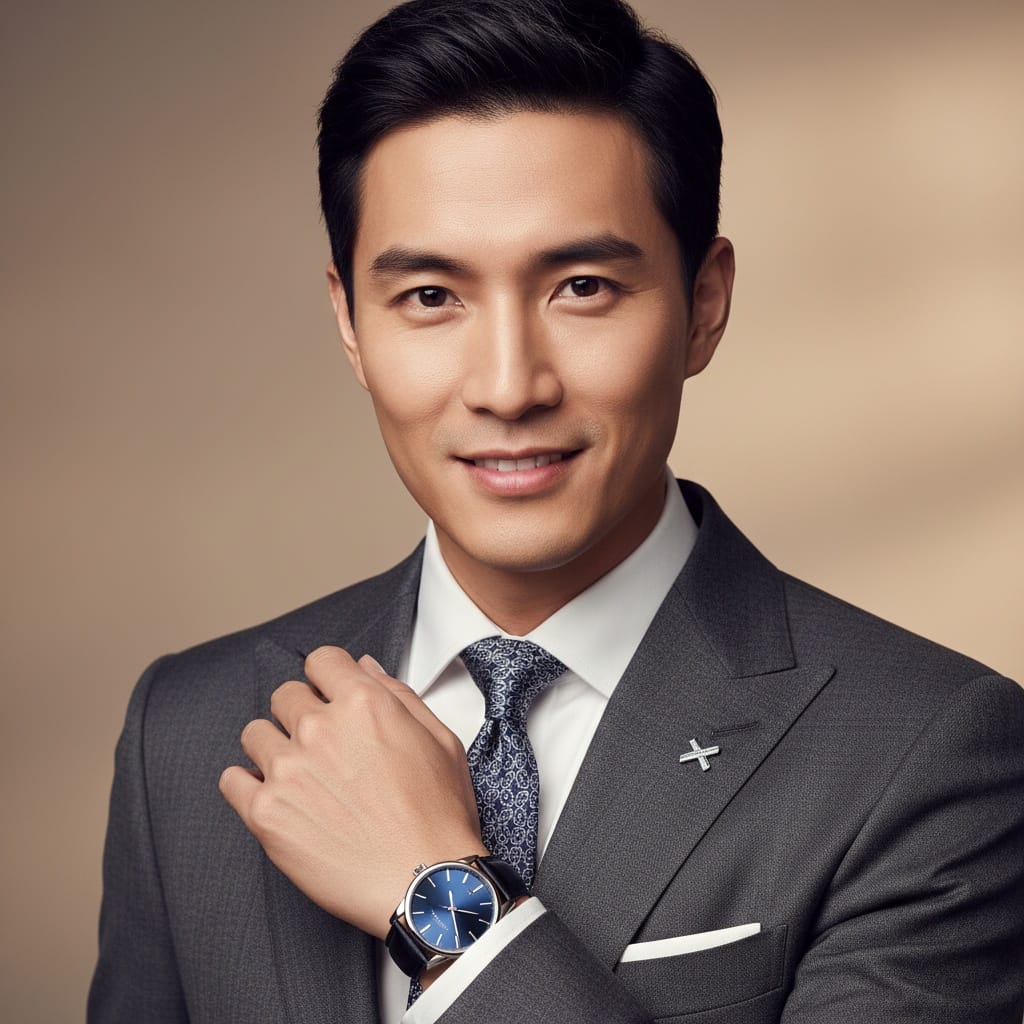 slim asian man close up accessory focus 70216619