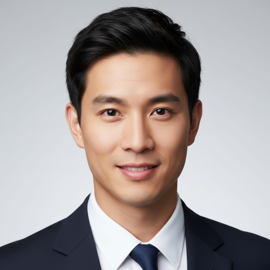 slim asian man close up genuine smile 32973984