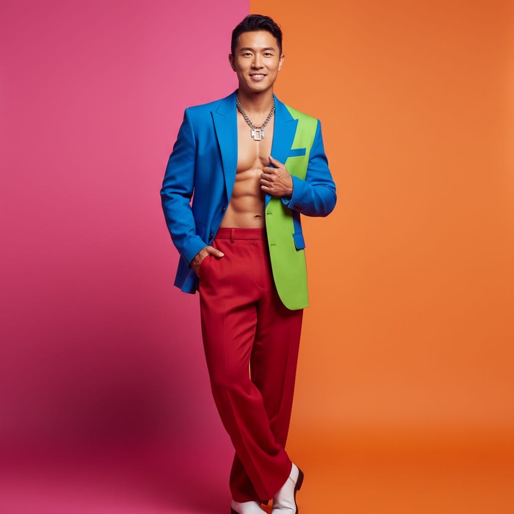 slim asian man color backdrop bold 20063111