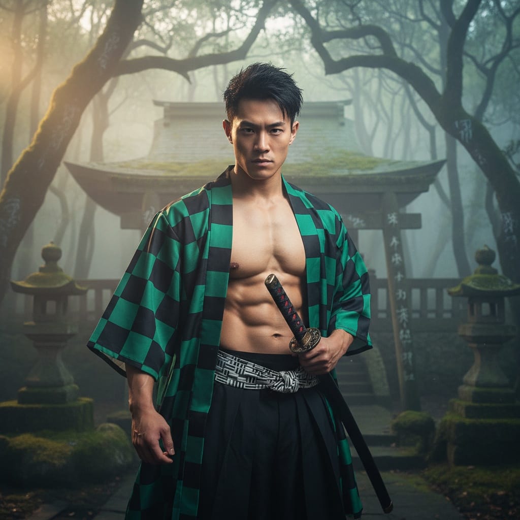 slim asian man demon slayer warrior 75031495