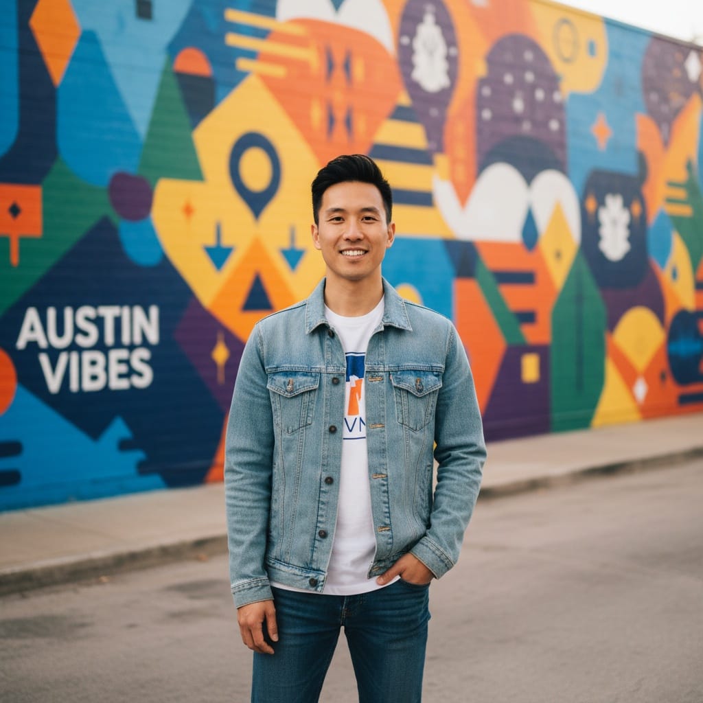 slim asian man downtown mural portrait 82673059