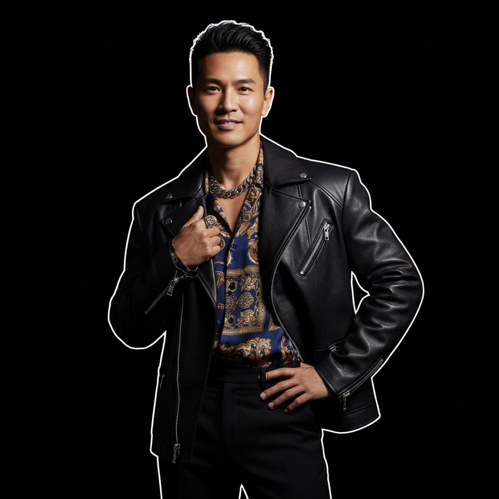 slim asian man dramatic black background 37079656
