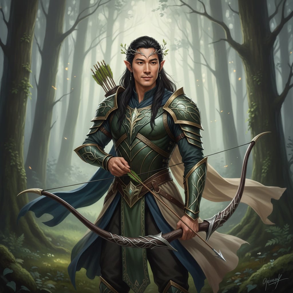 slim asian man elven archer ethereal 63123595