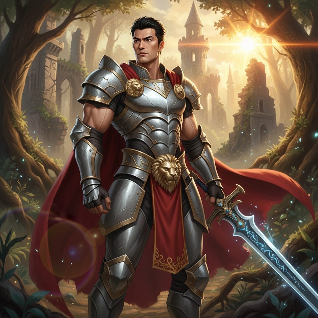 slim asian man fantasy warrior outdoor 82172833