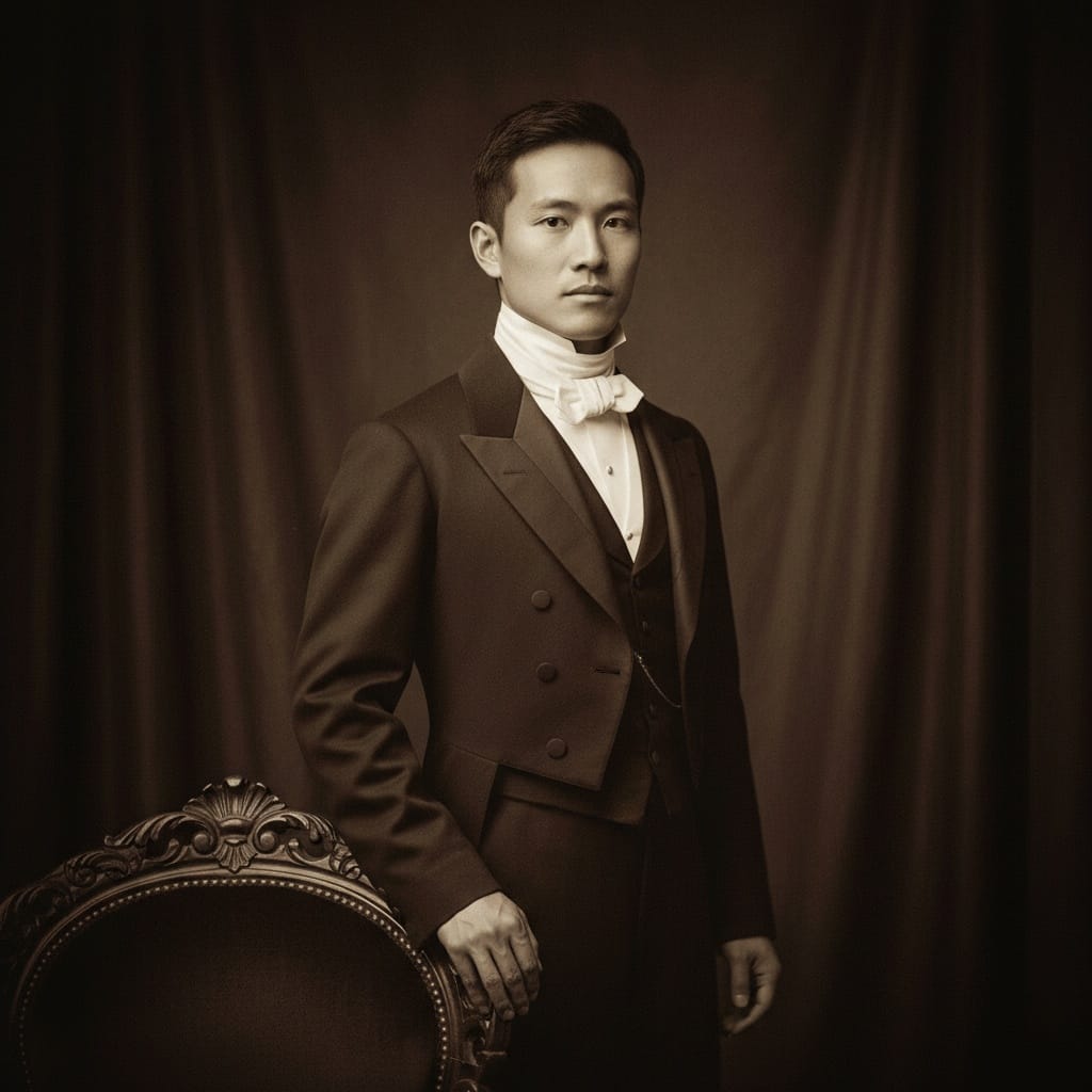 slim asian man formal studio portrait 44079256