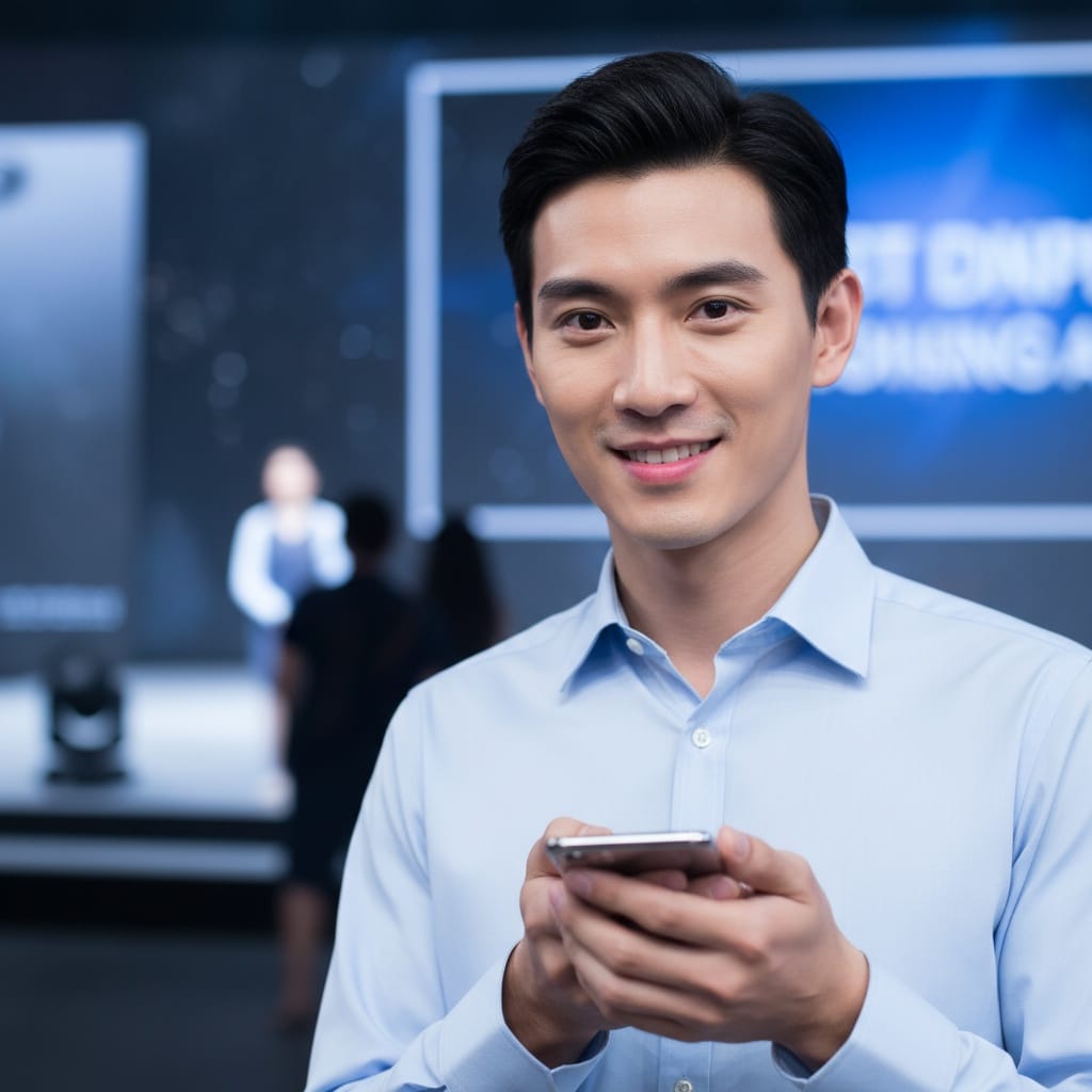 slim asian man hands holding product 36781631