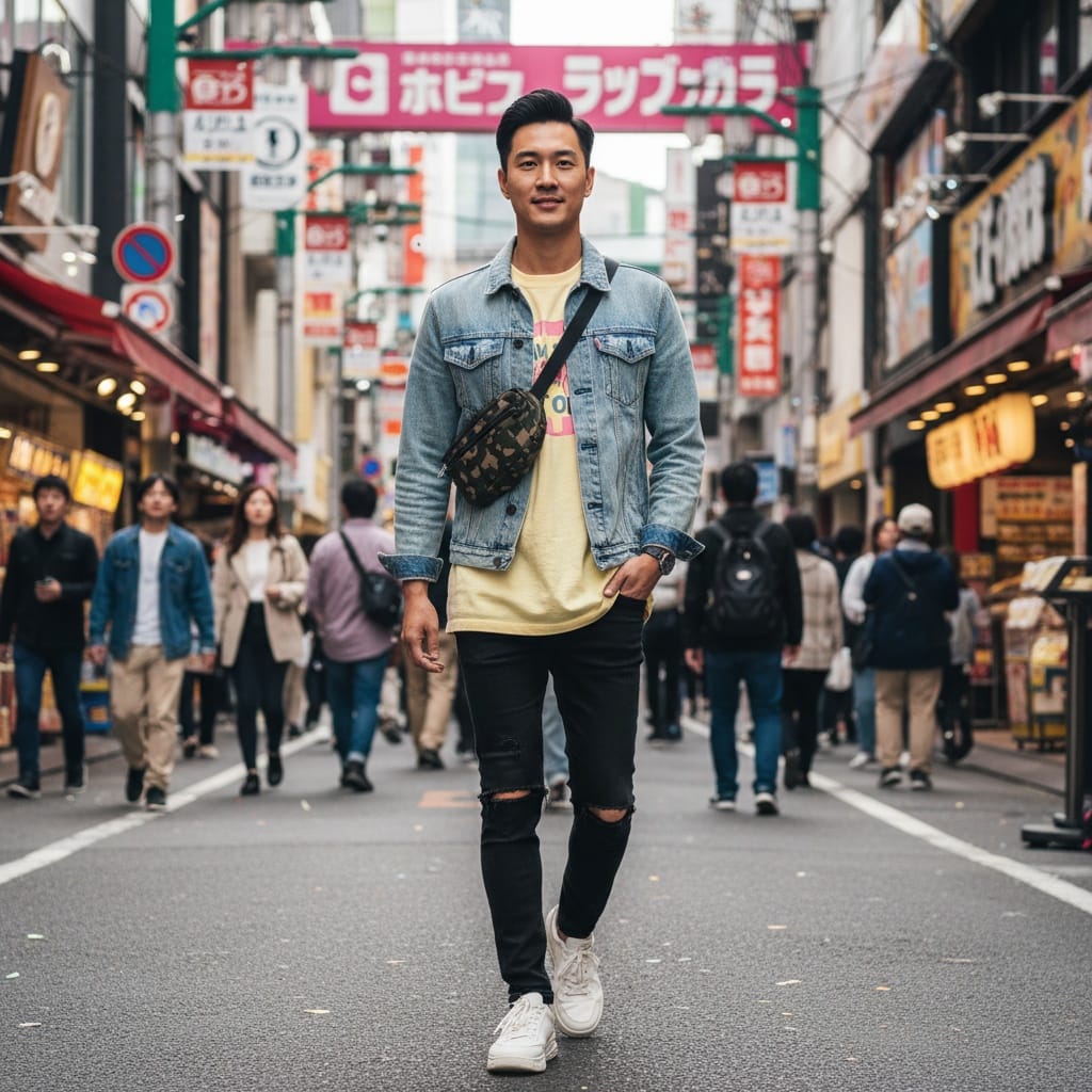 slim asian man harajuku takeshita street 51560744