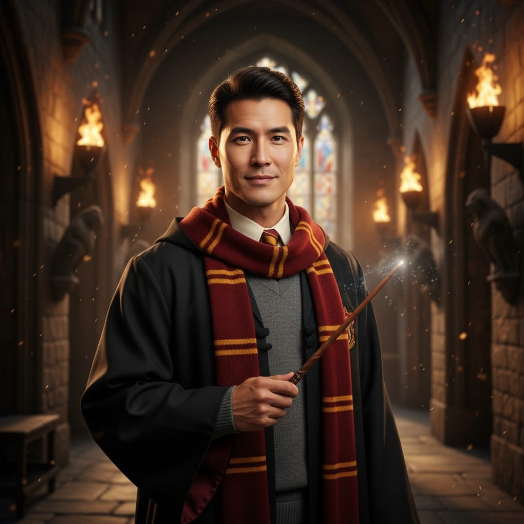 slim asian man hogwarts student uniform 68397268