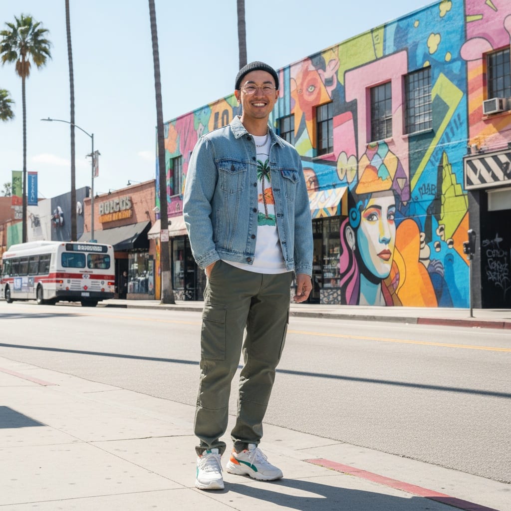 slim asian man melrose wall street art 80745745