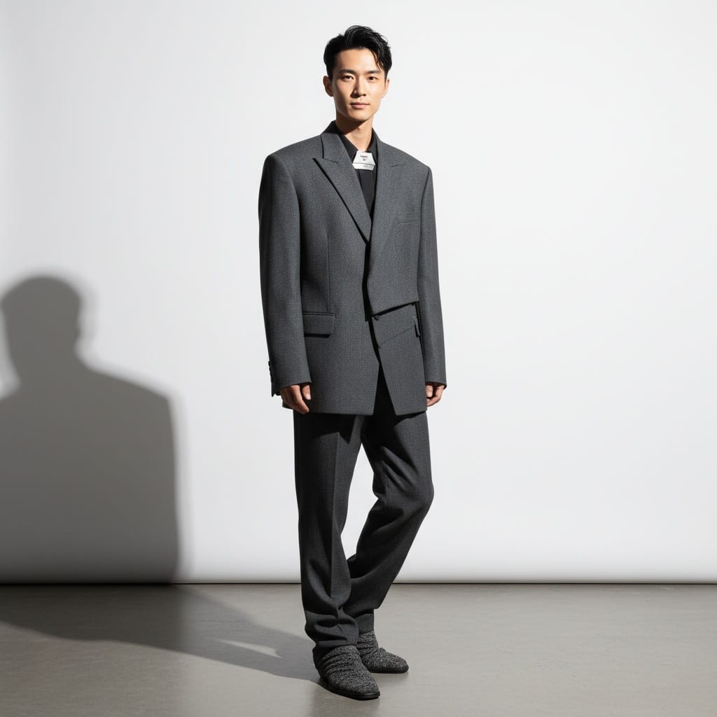 slim asian man minimalist studio portrait 97237766