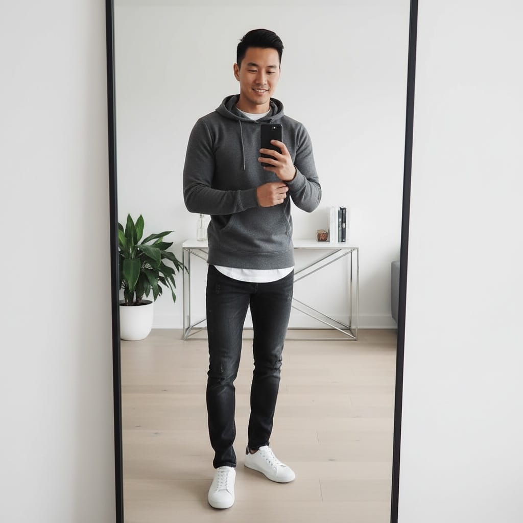slim asian man mirror selfie style outfit 23550689