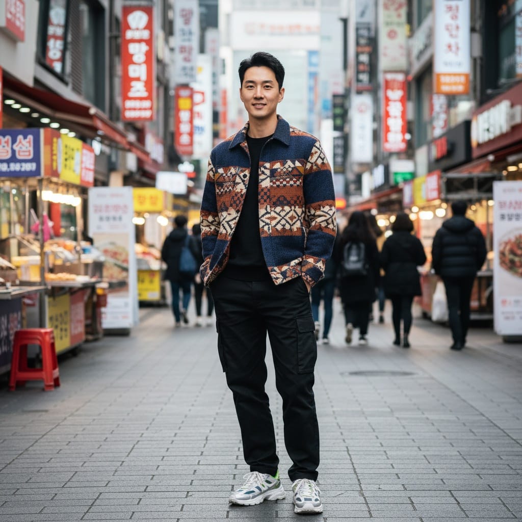 slim asian man myeongdong shopping district 95123140