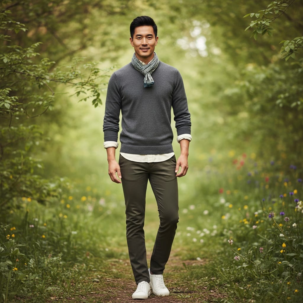 slim asian man outdoor natural light fashion 26654039