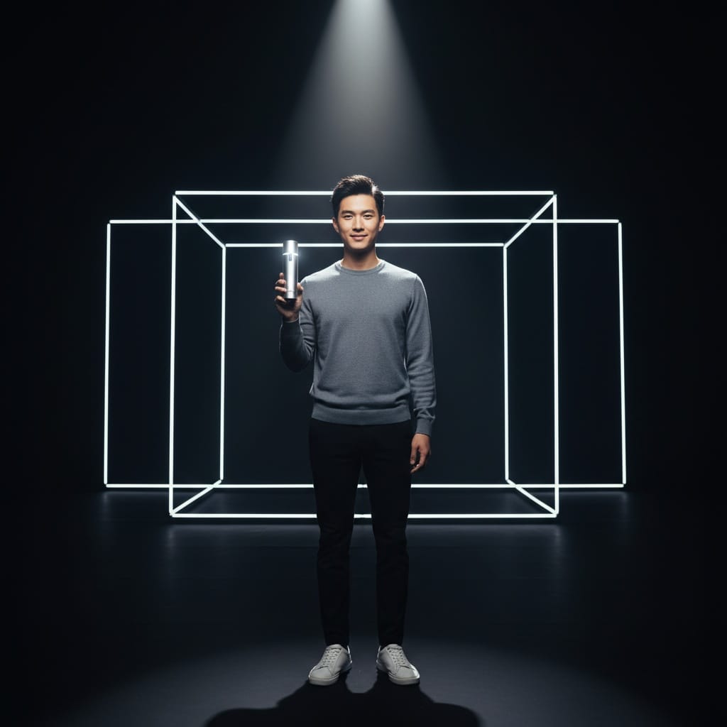 slim asian man product spotlight dark venue 55511816
