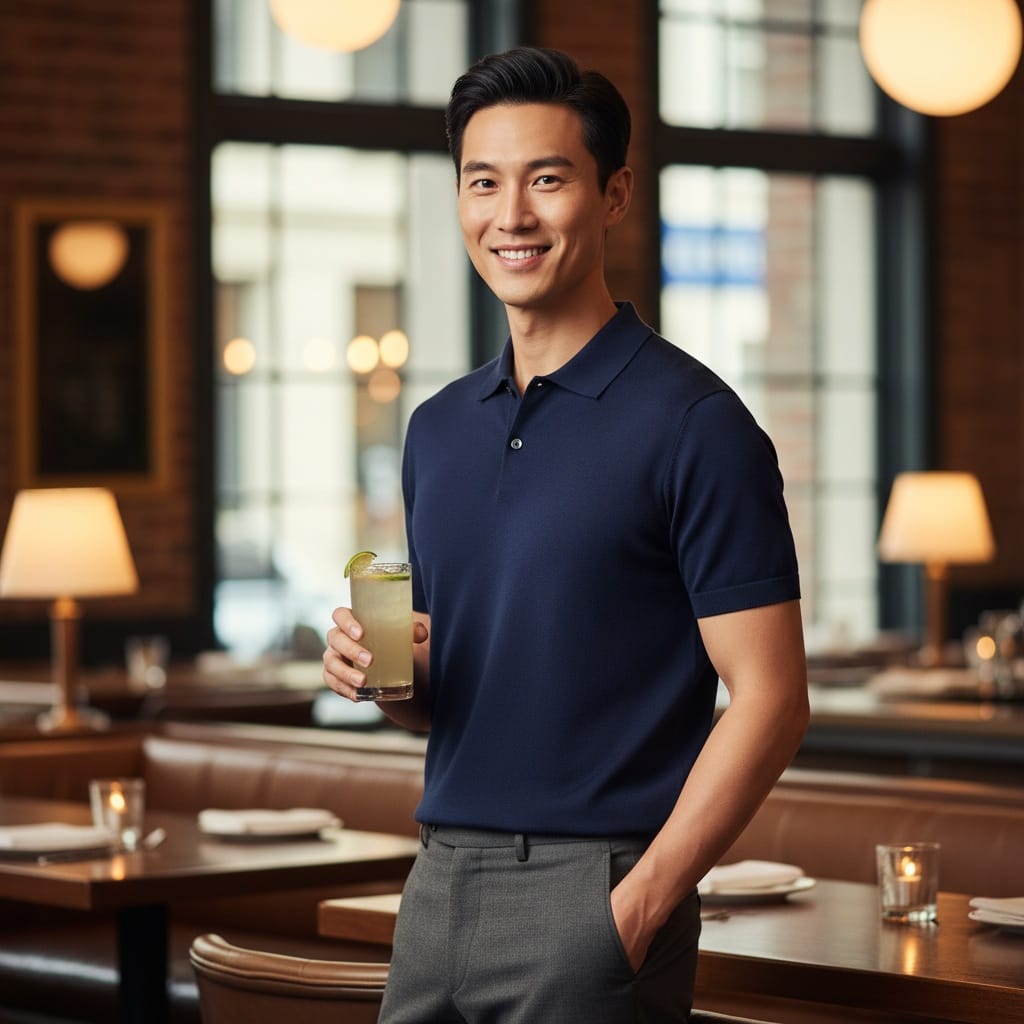 slim asian man restaurant bar social setting 51408420