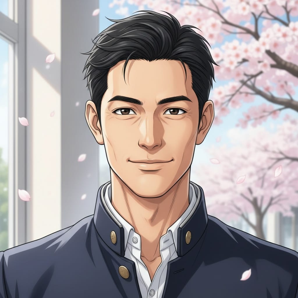 slim asian man school uniform portrait 14045079