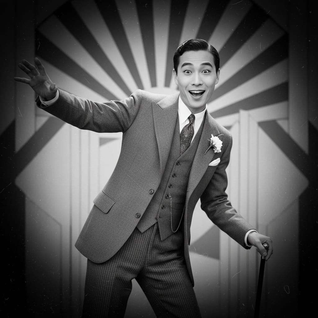 slim asian man silent film star 72370879