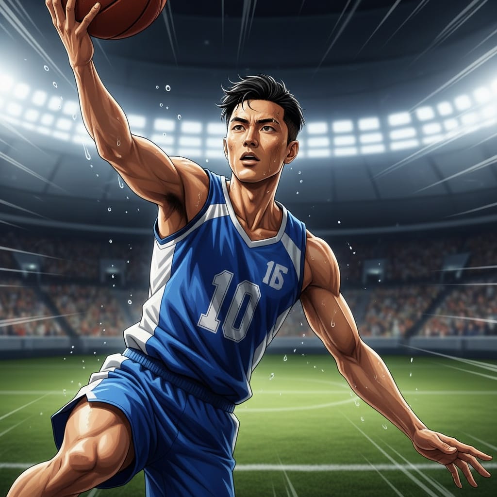 slim asian man sports anime action 14578574