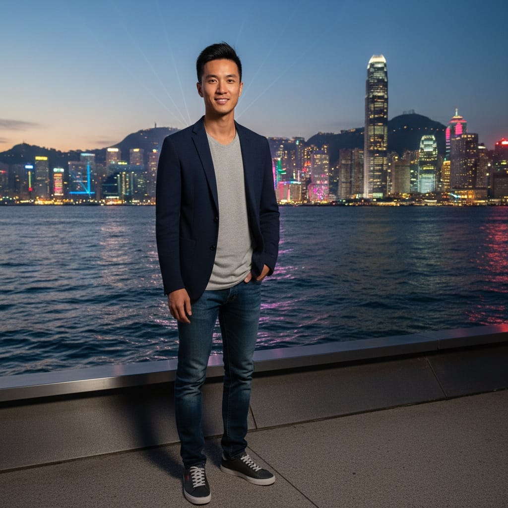 slim asian man symphony of lights evening 10680415