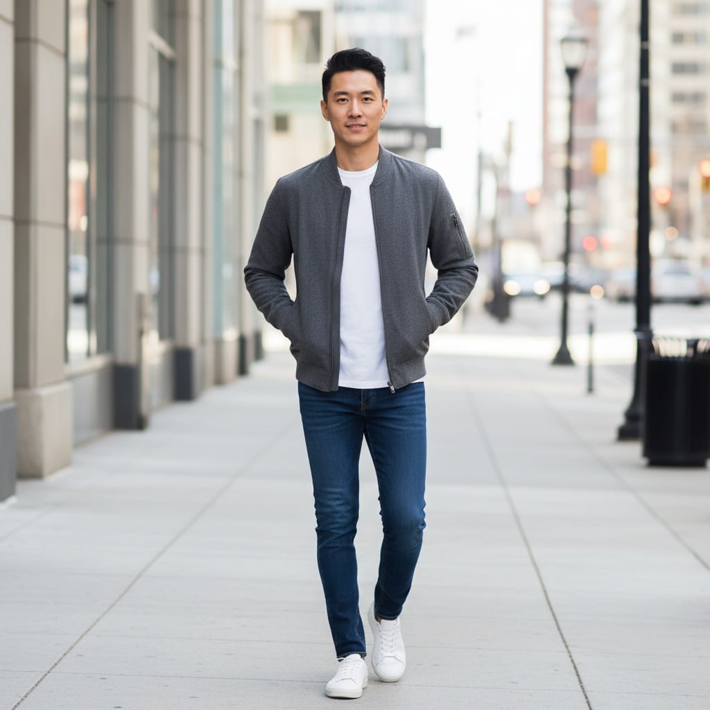 slim asian man urban street confident 83585554