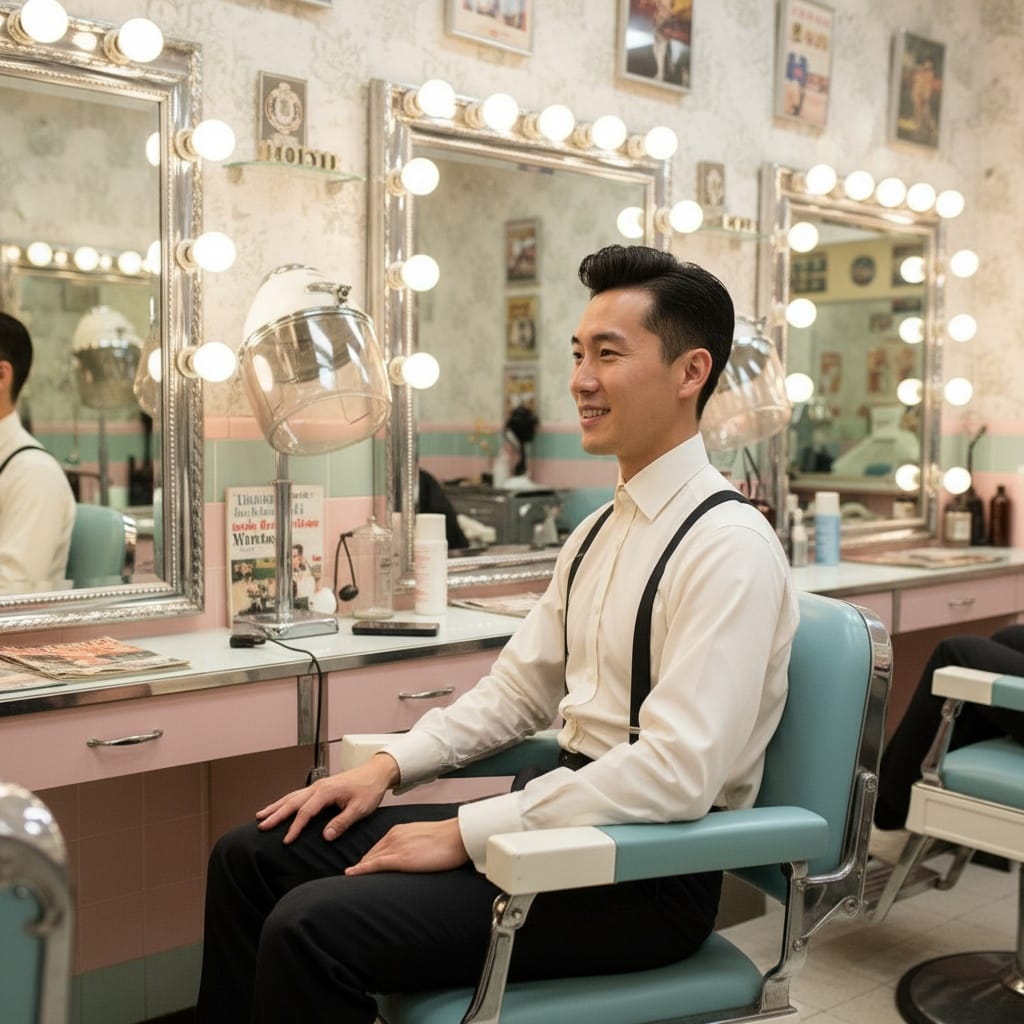 slim asian man vintage beauty salon 46463570