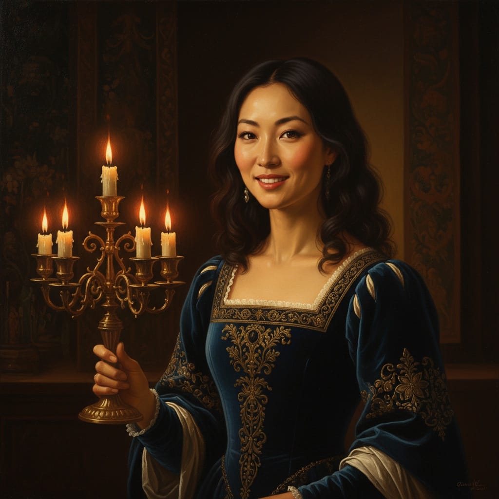 slim asian woman candlelit evening portrait 18733169