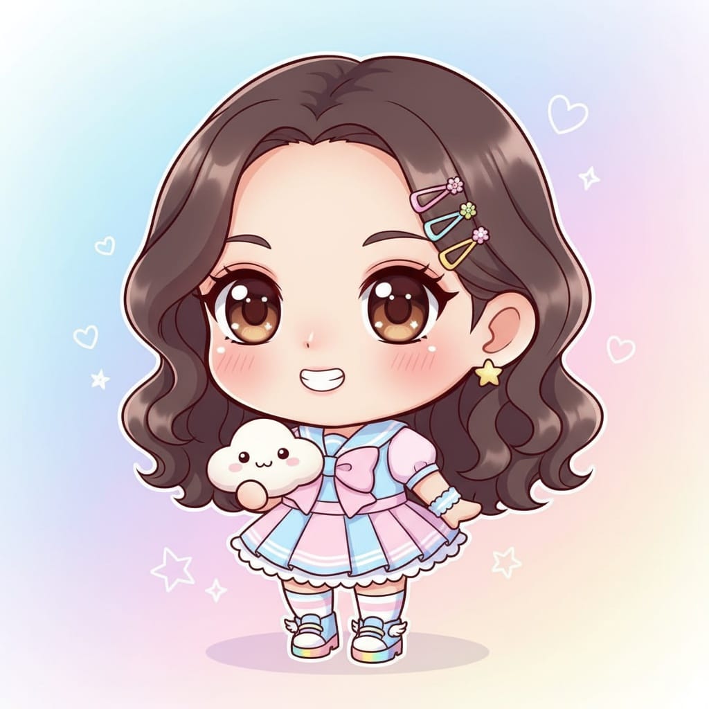 slim asian woman chibi cute expression 51455812