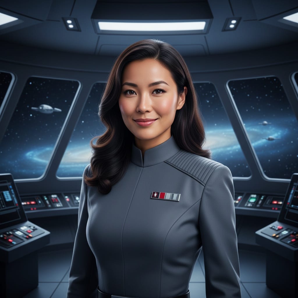 slim asian woman imperial officer uniform 19134265