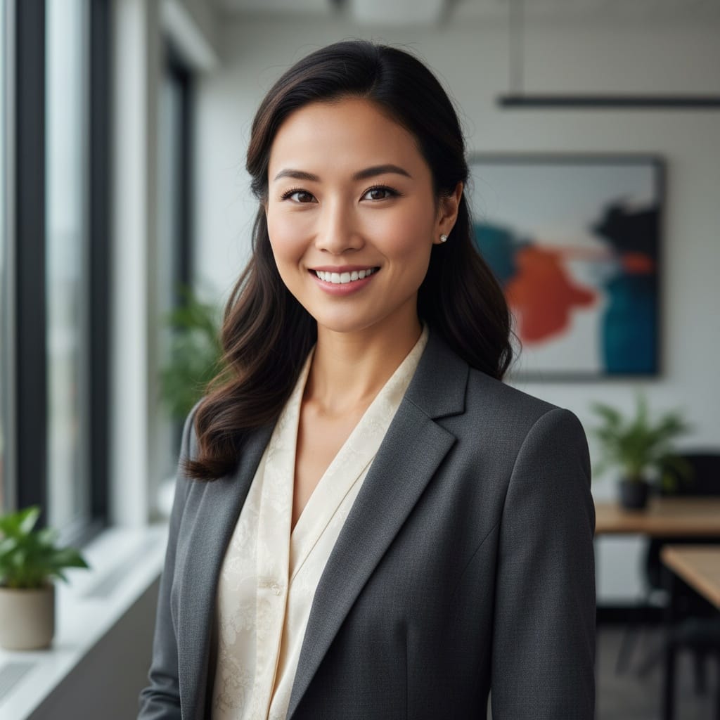 slim asian woman office confident professional 14834166