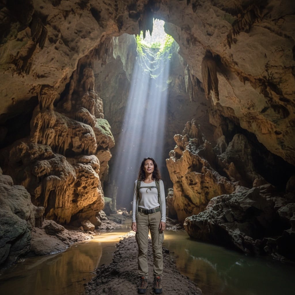 slim asian woman phong nha cave adventure 19738991