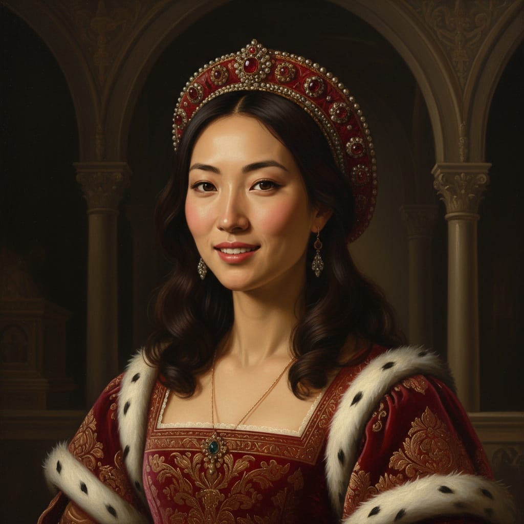slim asian woman wealthy merchant portrait 87696329
