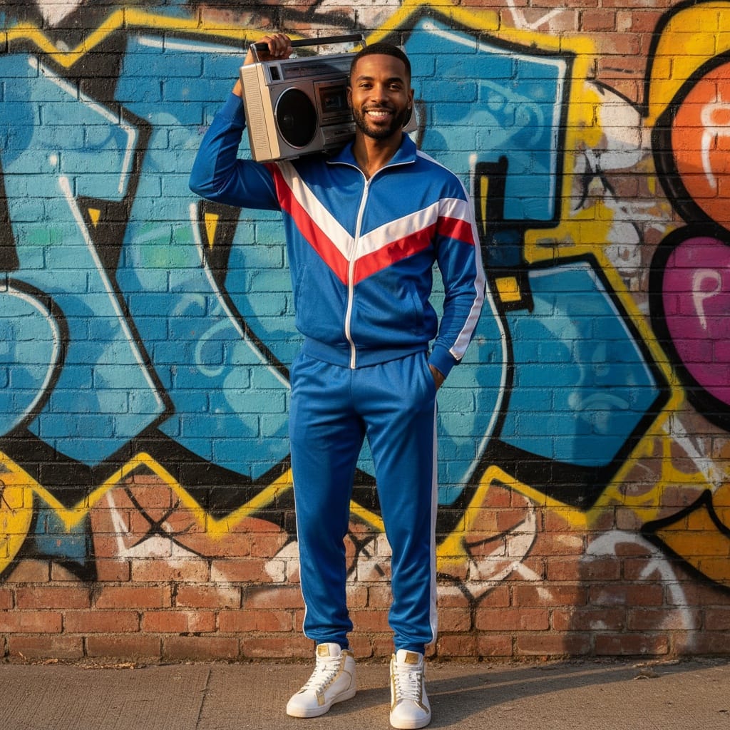 slim black man boombox street style 65700865