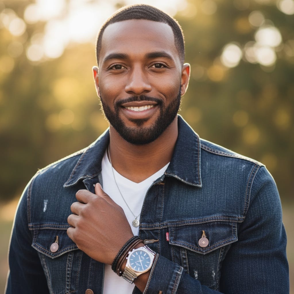 slim black man close up details accessories 46353883