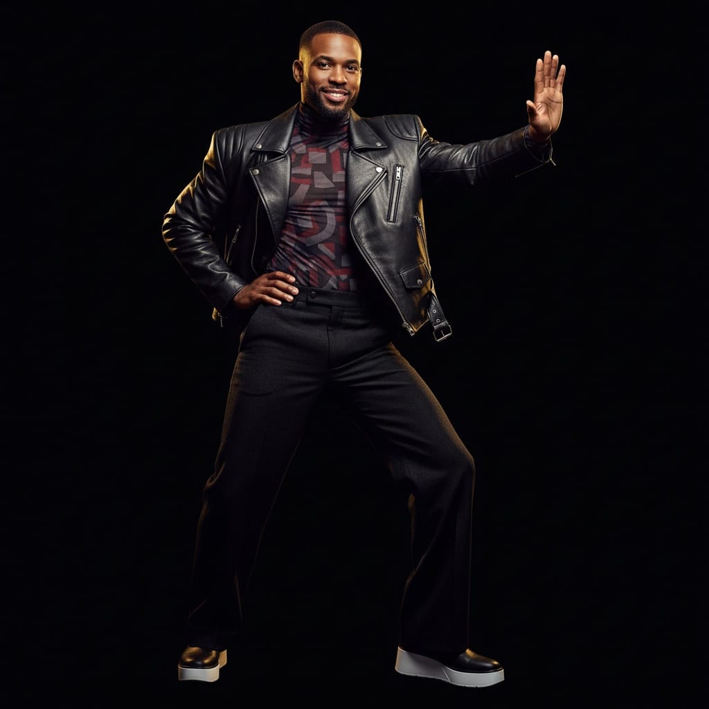 slim black man dramatic black background 25392131