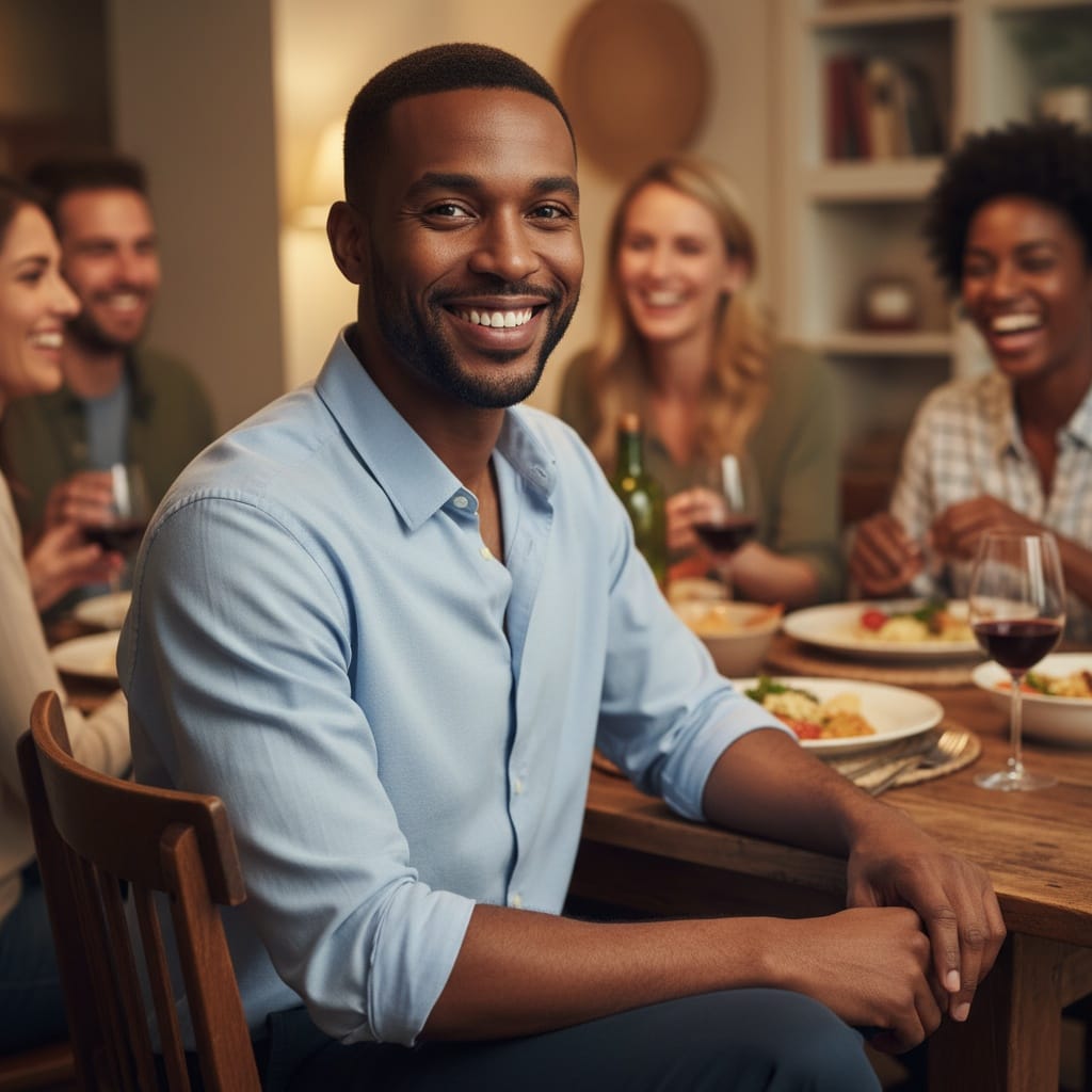 slim black man family gathering dinner 23355274