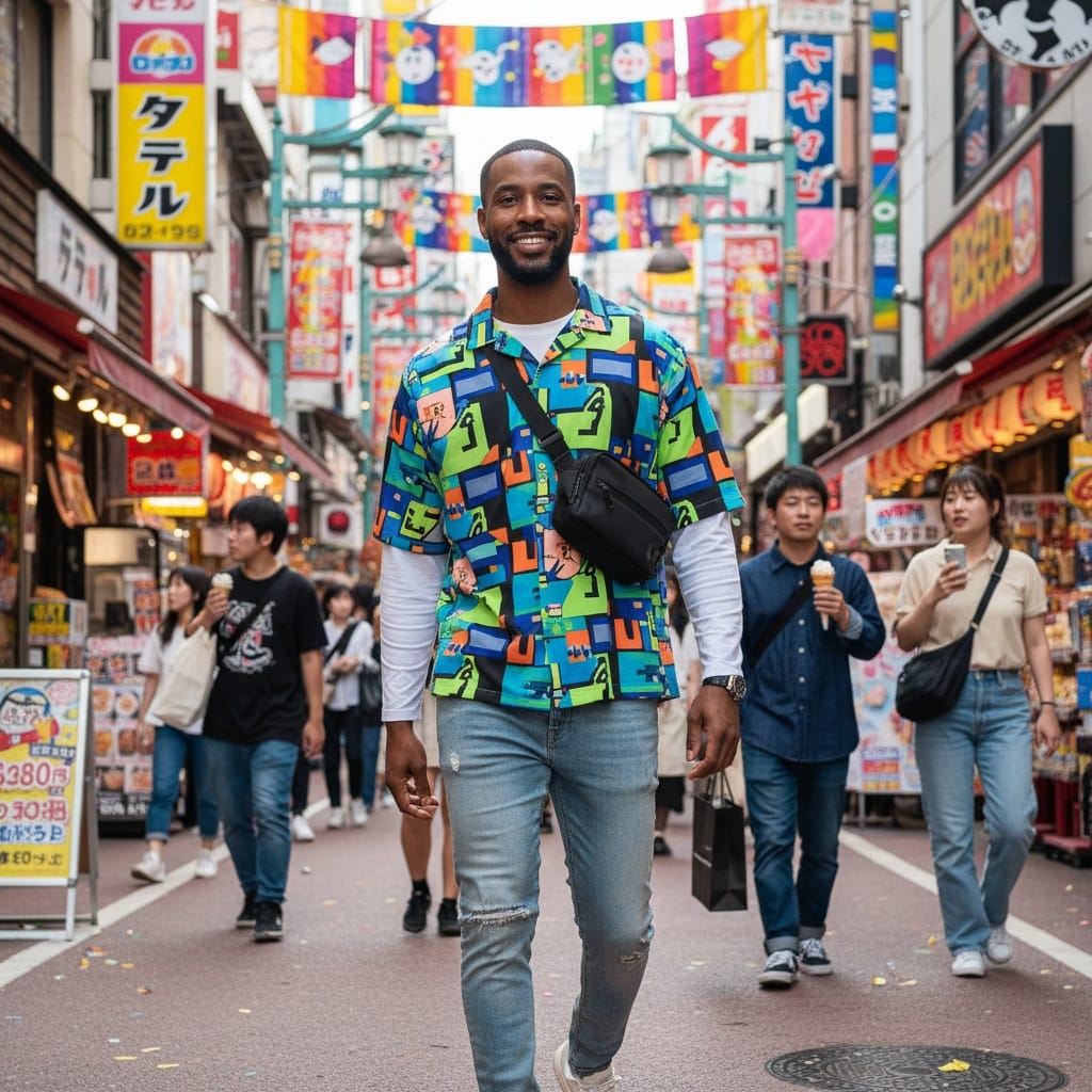 slim black man harajuku takeshita street 20239035