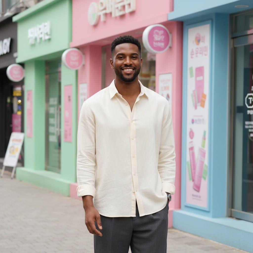 slim black man korean beauty store street 65442230