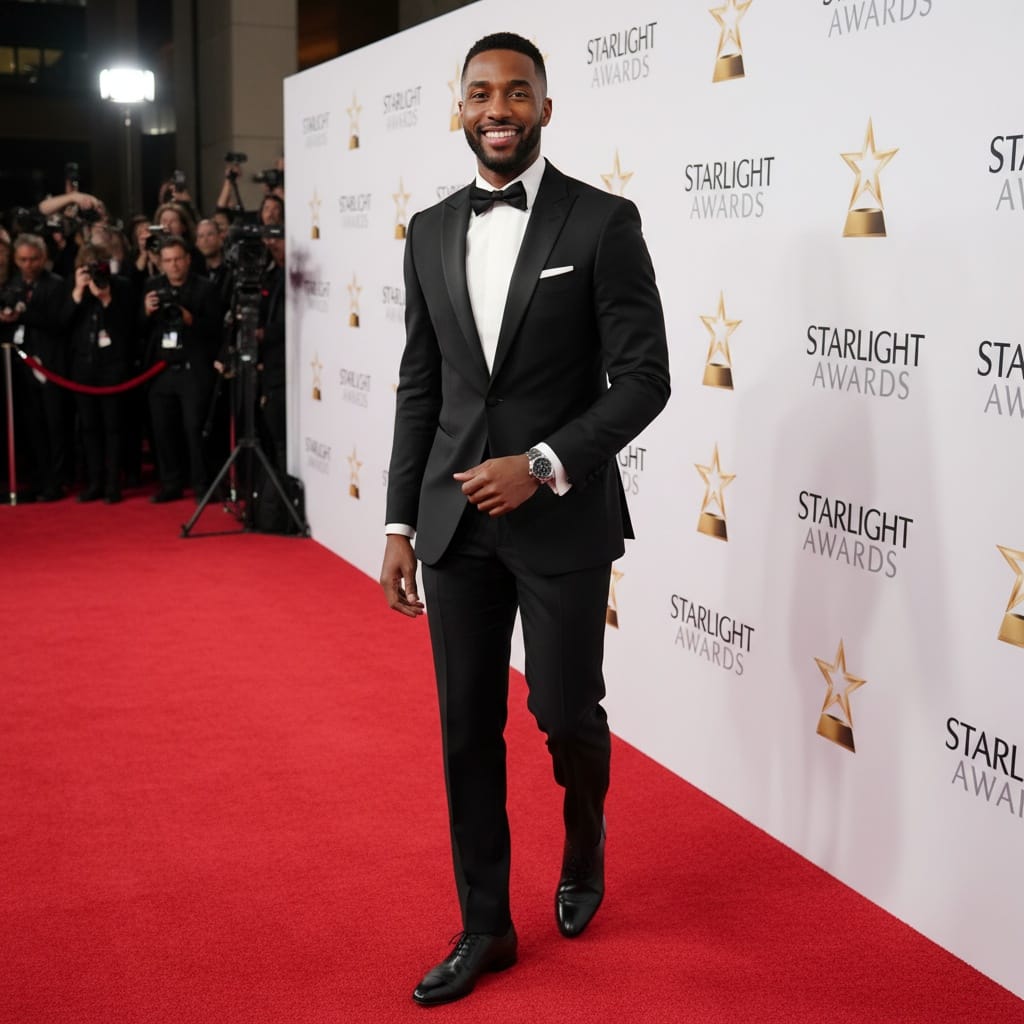 slim black man red carpet arrival 14285163