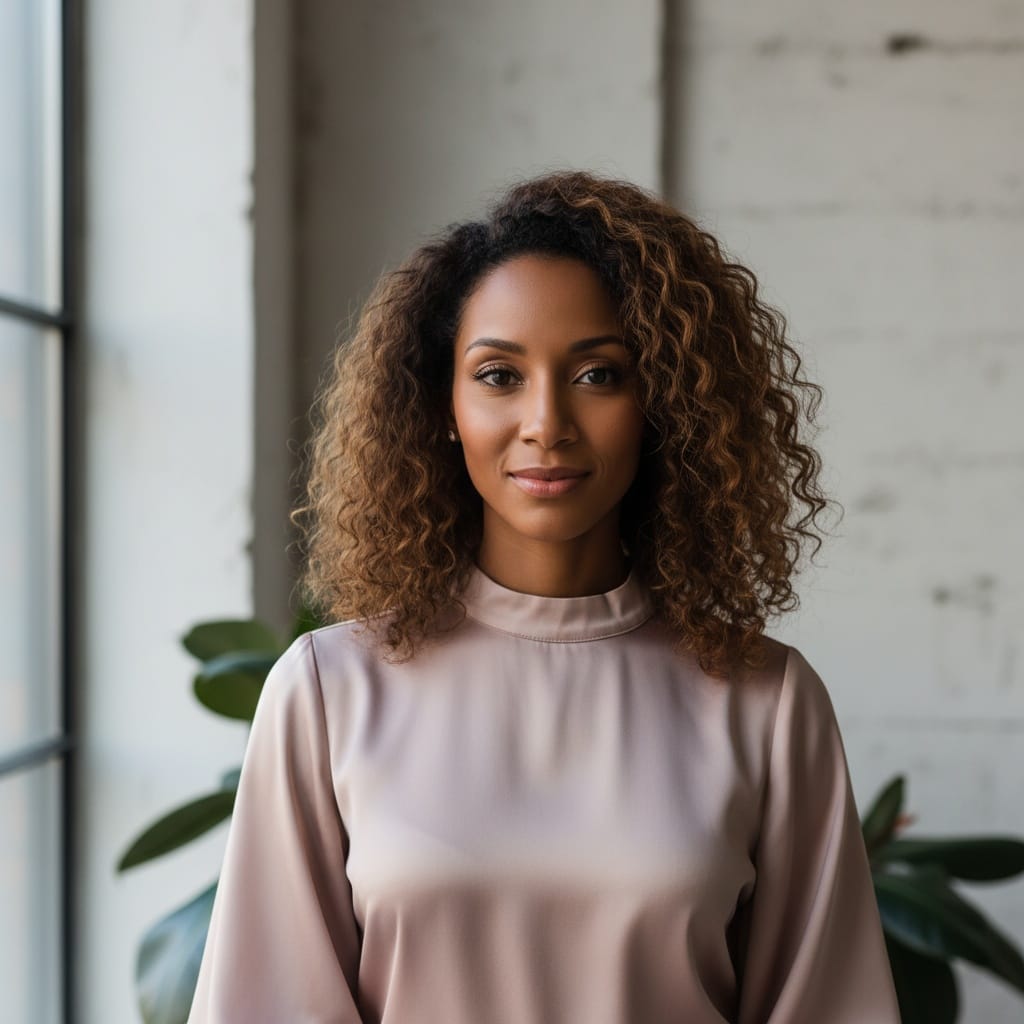 slim black woman natural window light 78880861