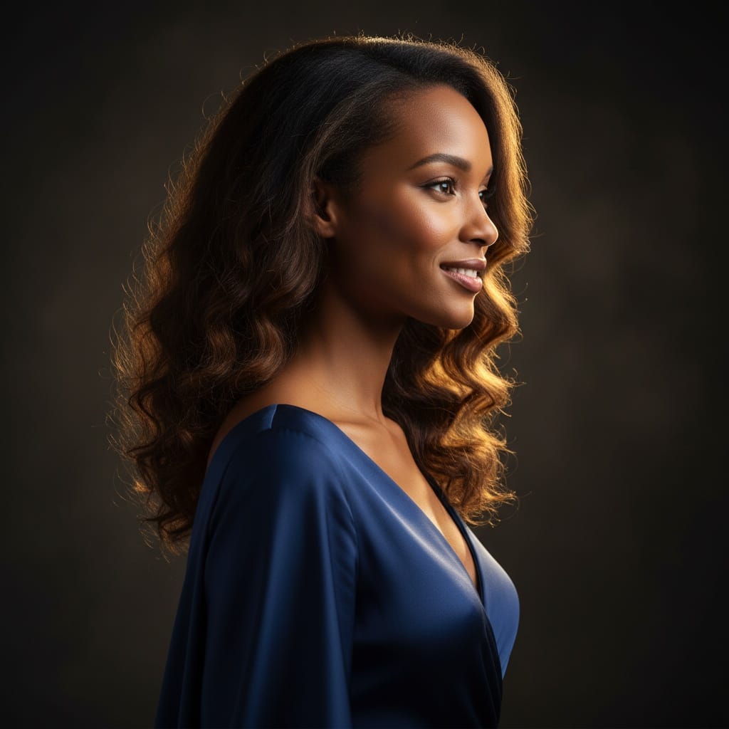 slim black woman profile silhouette dramatic 23193520