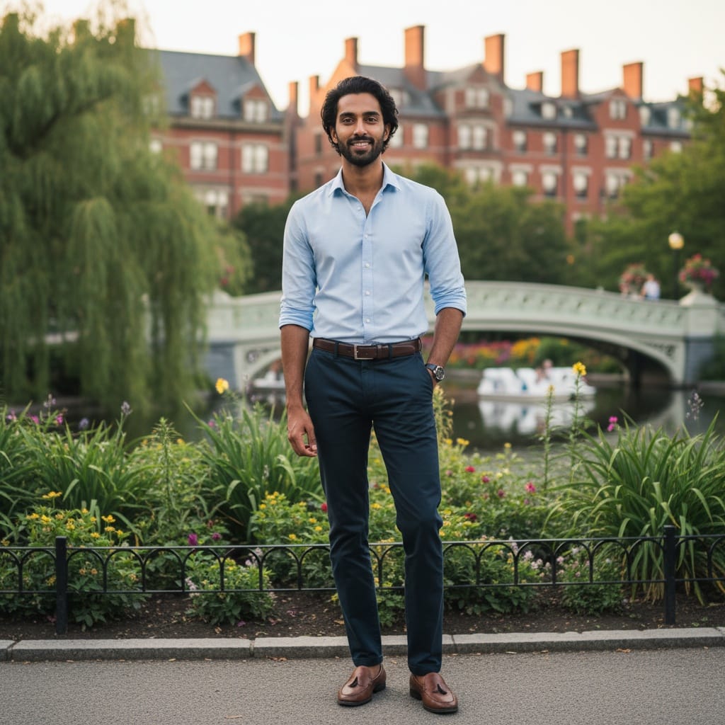 slim indian man boston public garden backdrop 79442733