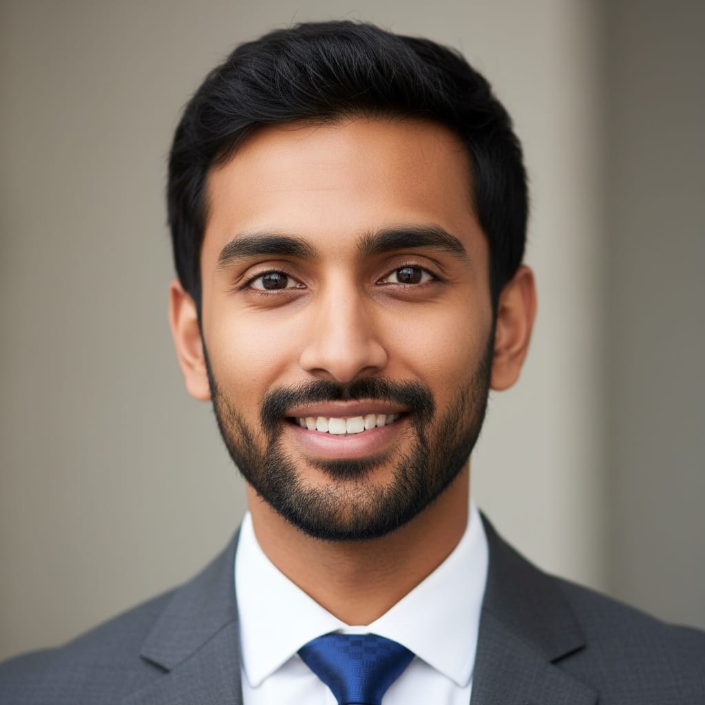 slim indian man close up trustworthy expression 63351063