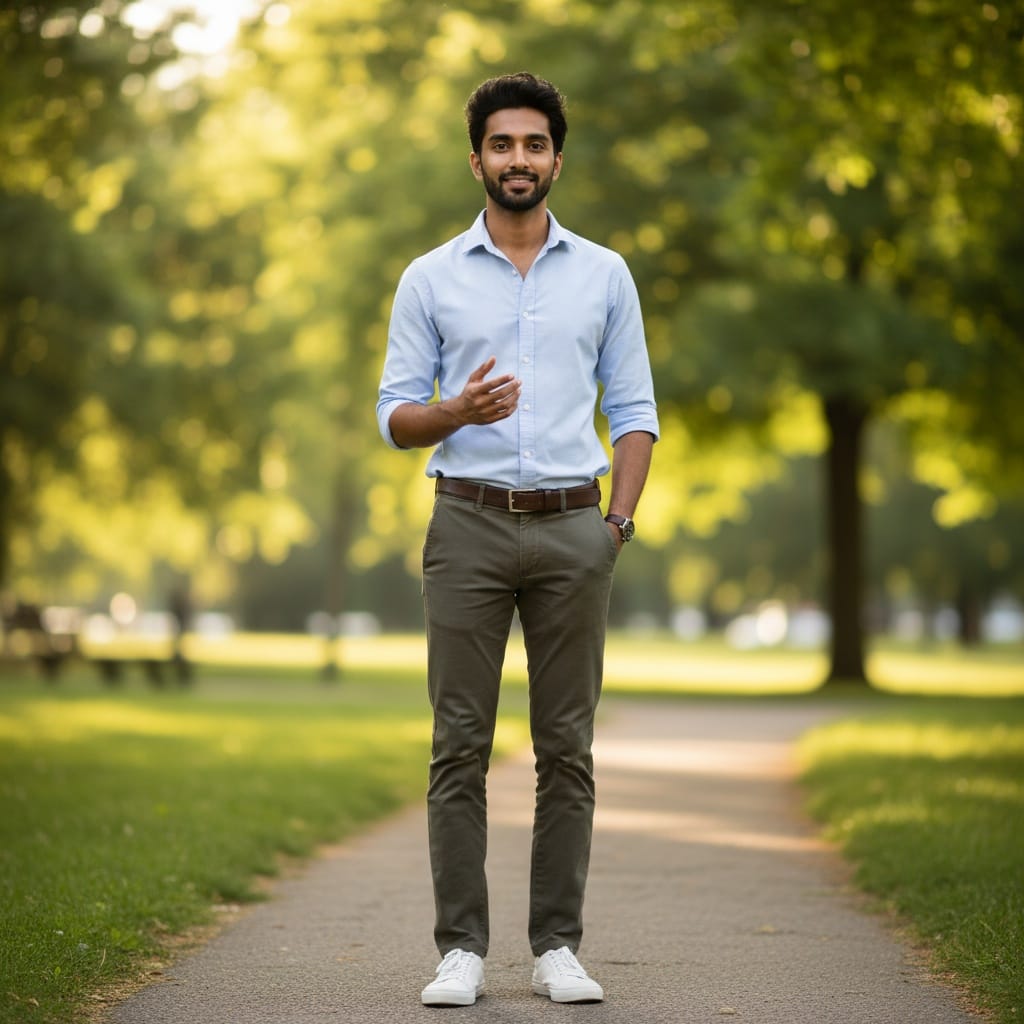 slim indian man confident outdoor coaching portrait 50785706