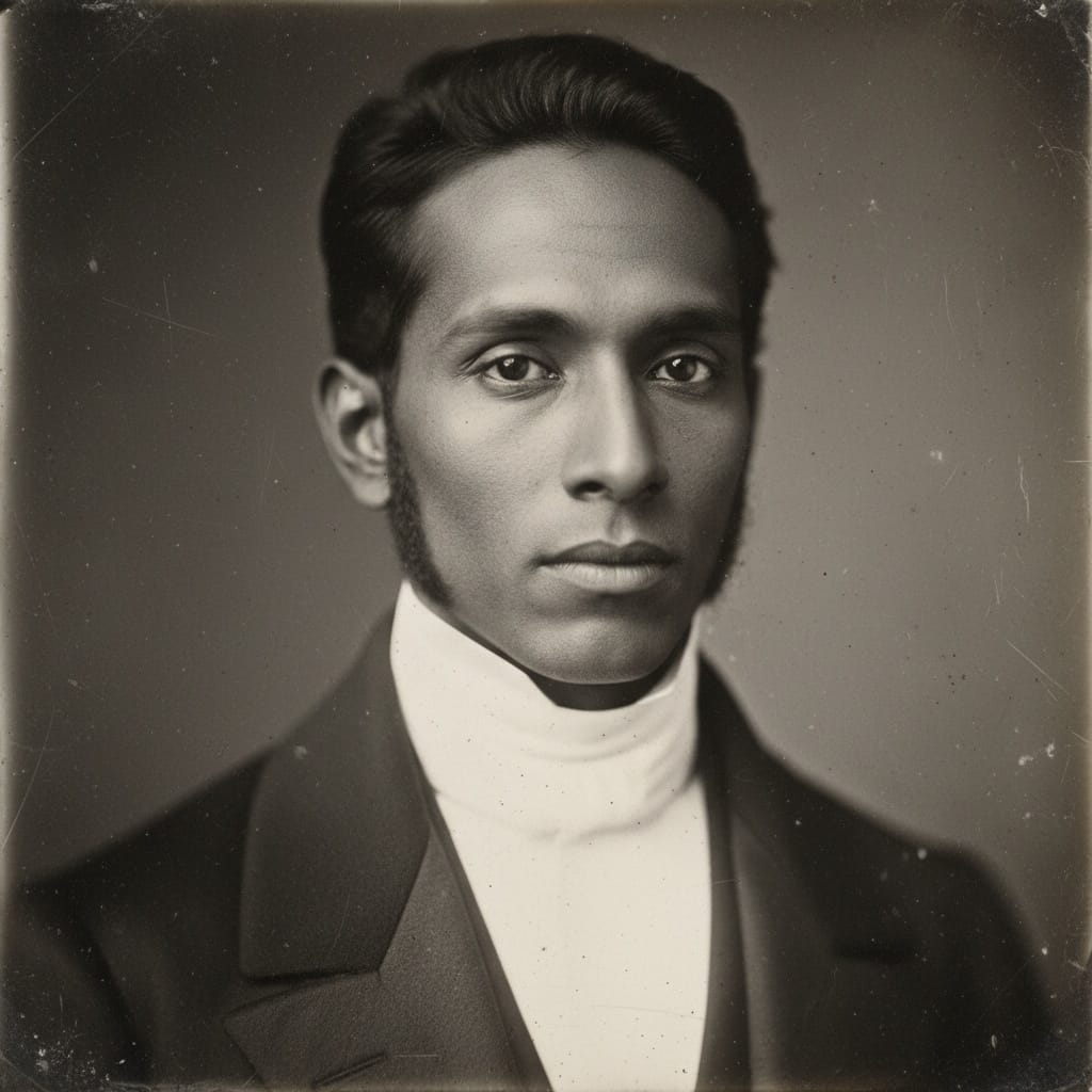 slim indian man daguerreotype close up 84795606