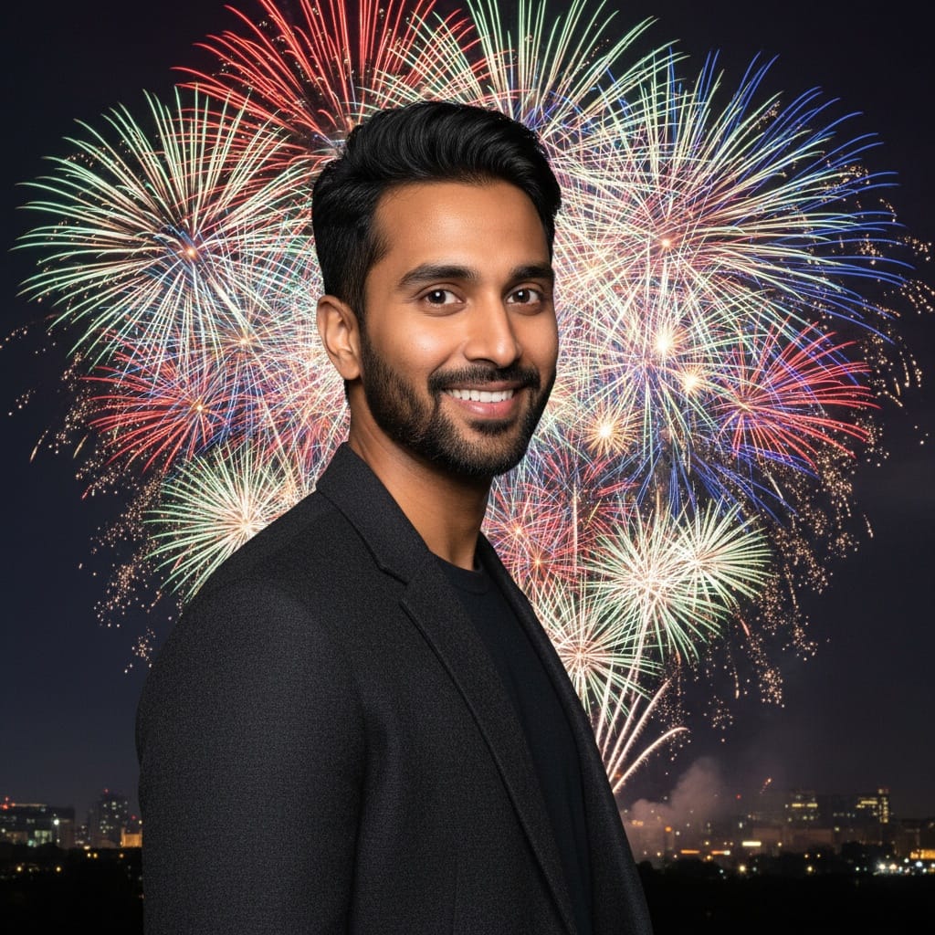 slim indian man fireworks outdoor backdrop 21675654