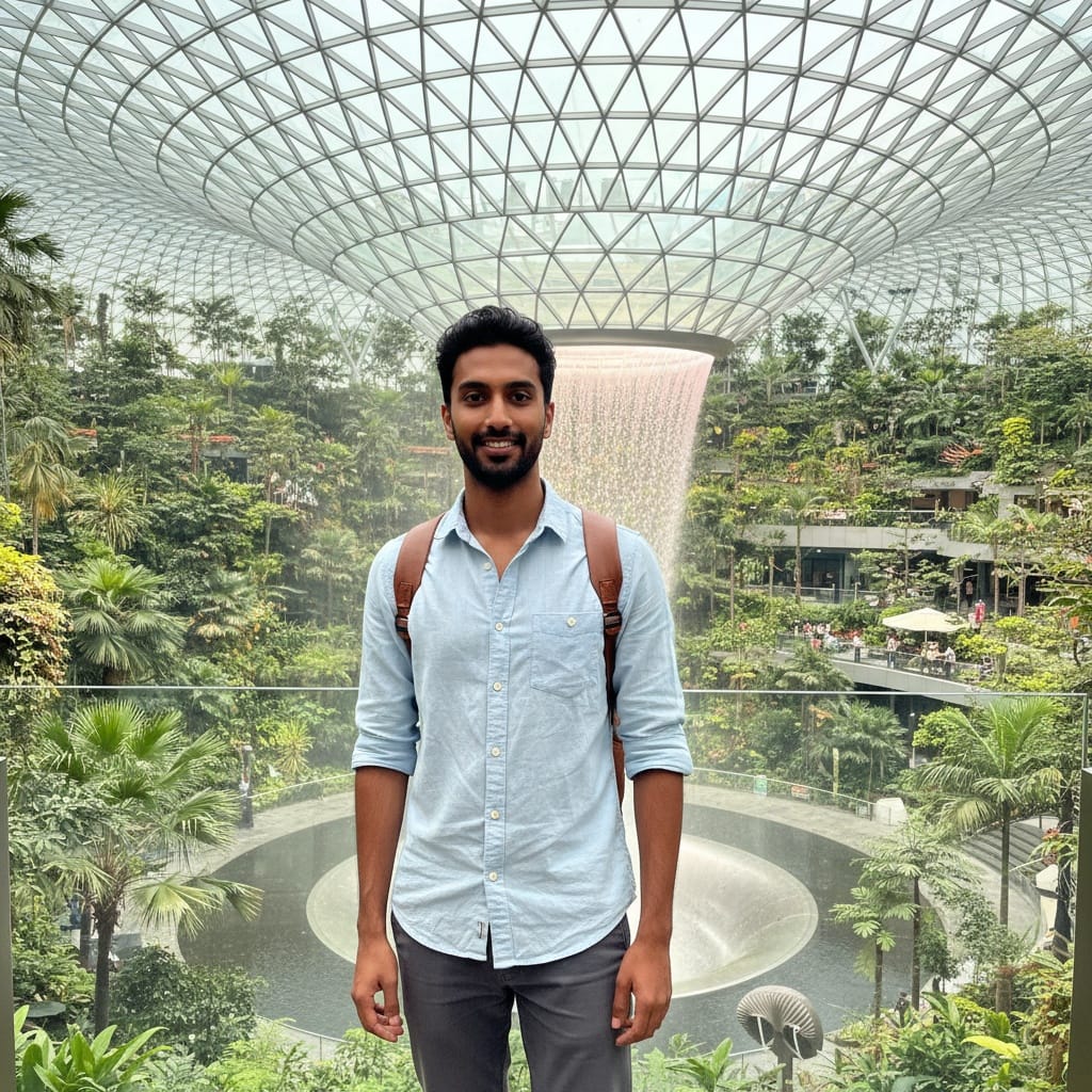 slim indian man jewel changi waterfall 47270398