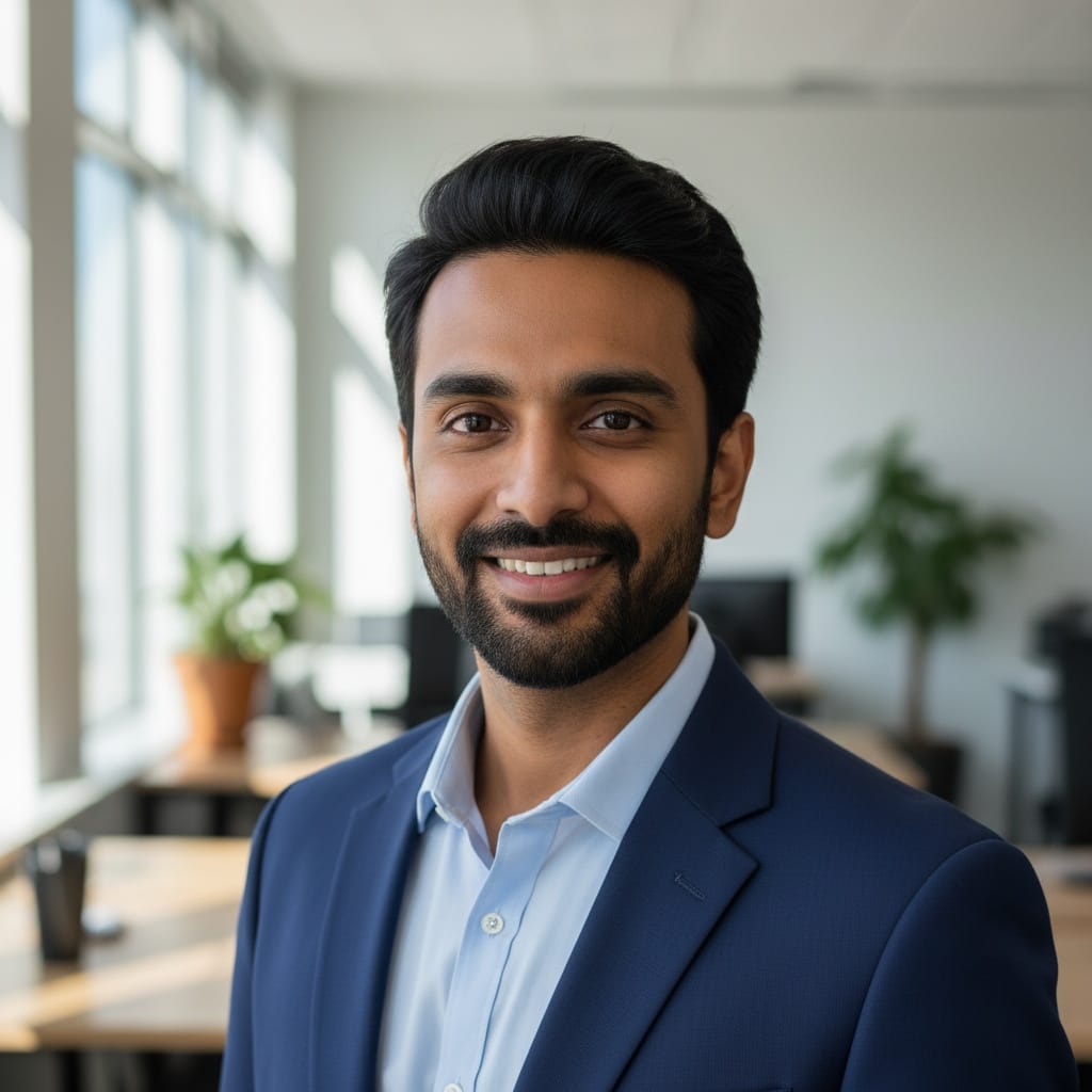slim indian man modern office window light 16527854