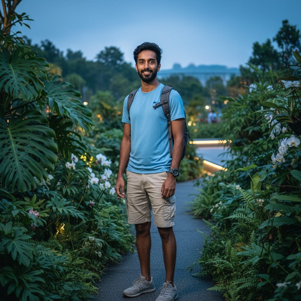 slim indian man night safari evening 63703505