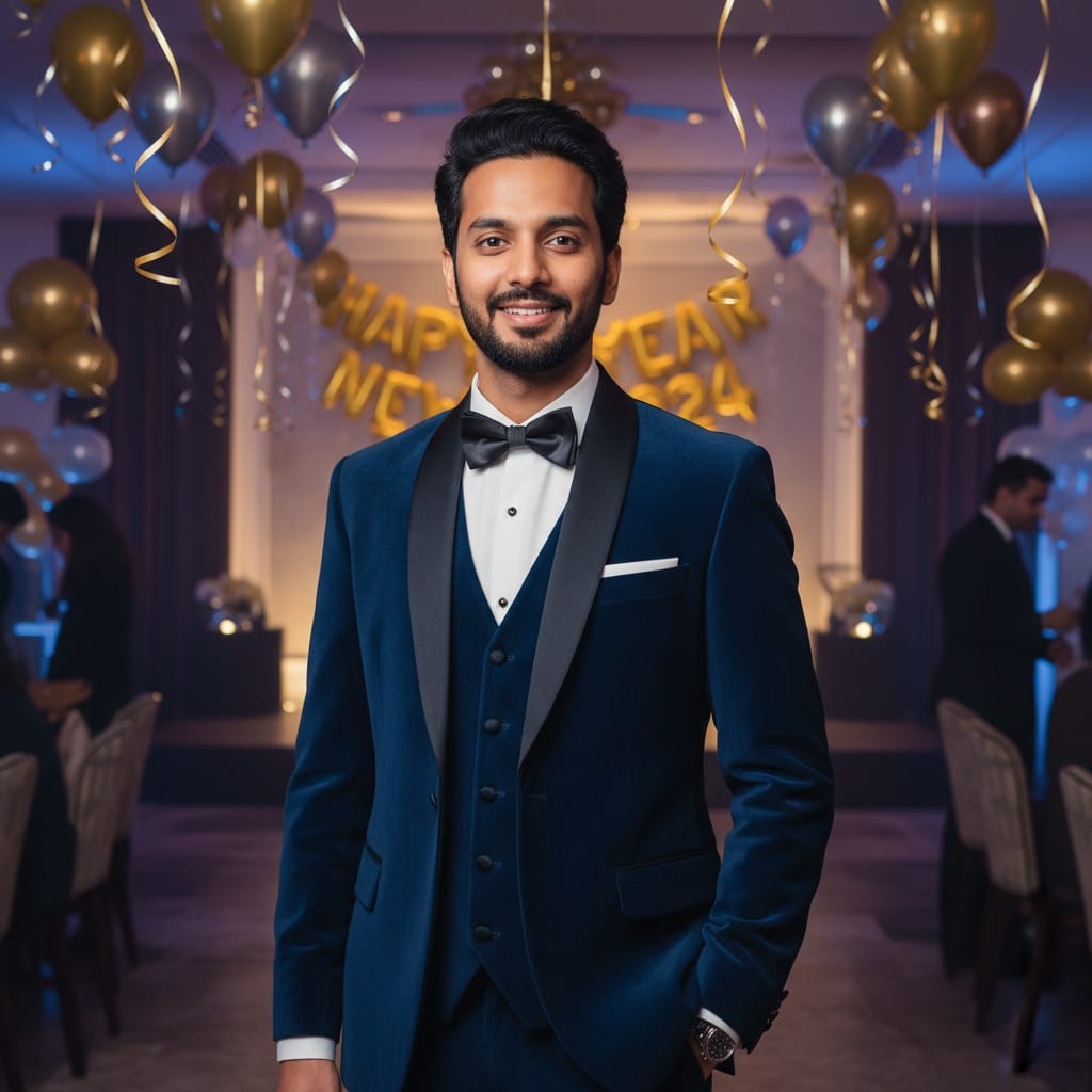 slim indian man party room full body 76015940