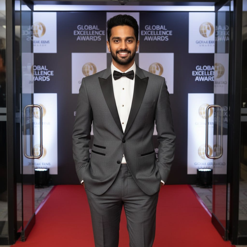 slim indian man red carpet arrival 90166819
